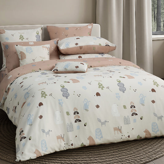 100% 60s Tencel™ Lyocell Printed Duvet Cover + Bedding Sheet + Pillow Cases Set - Autumn Companion