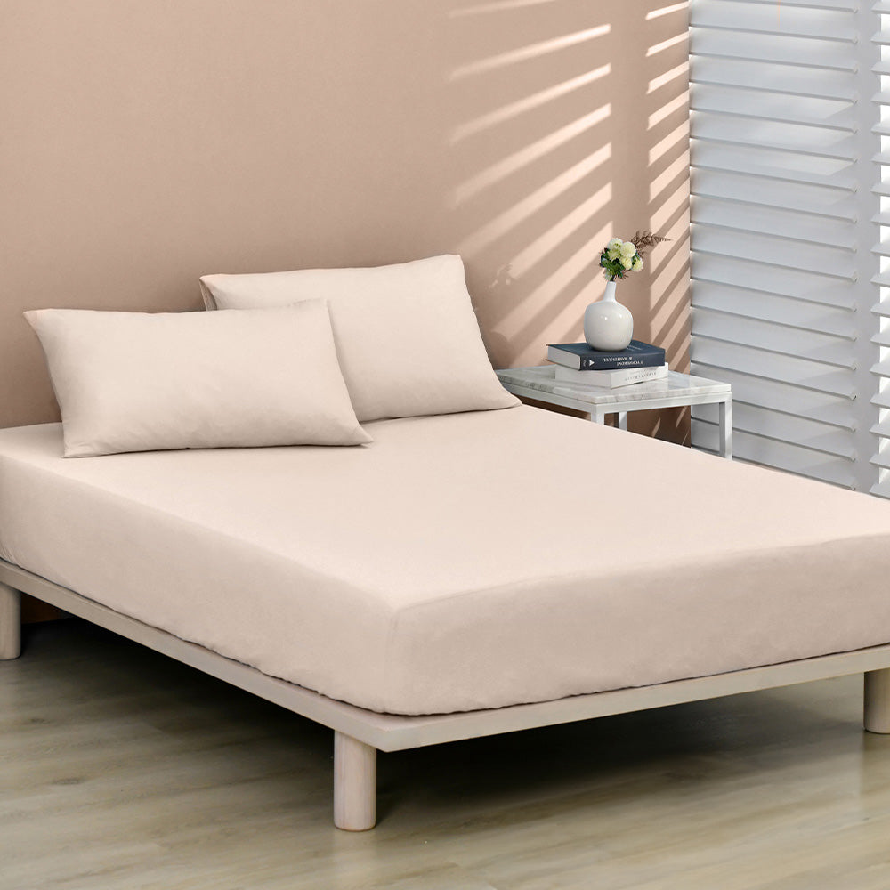TopCool Solid Color Bedding Sheet + Pillow Cases Set - Almond Orange