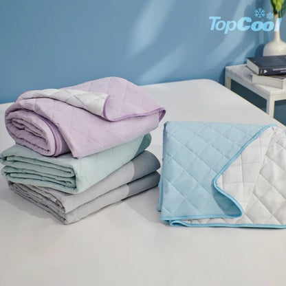 TopCool Solid Color Cooling Mattress Protector - River Blue