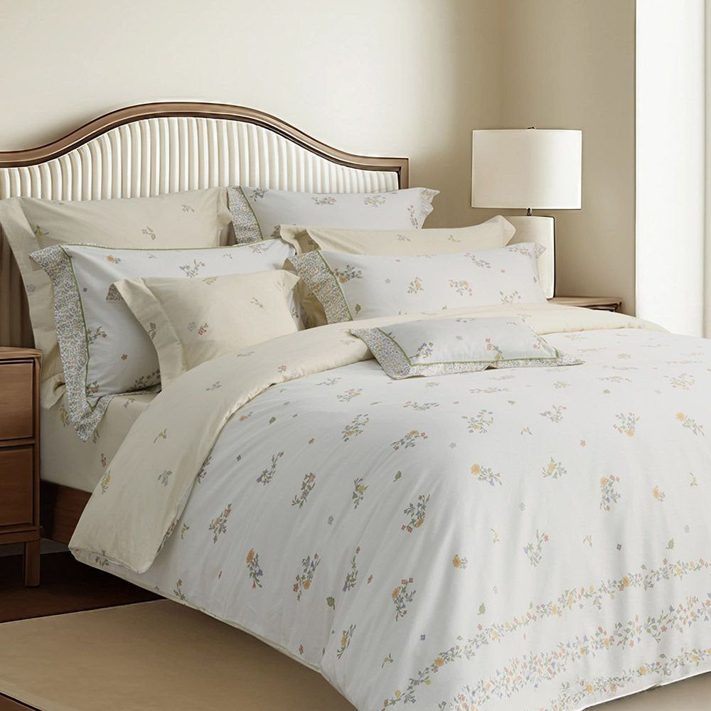 100% Cotton High Count Long-Staple Duvet Cover Sheet Set -Queen/Super King- Autumn Sweetness