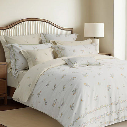100% Cotton High Count Long-Staple Duvet Cover Sheet Set -Queen/Super King- Autumn Sweetness