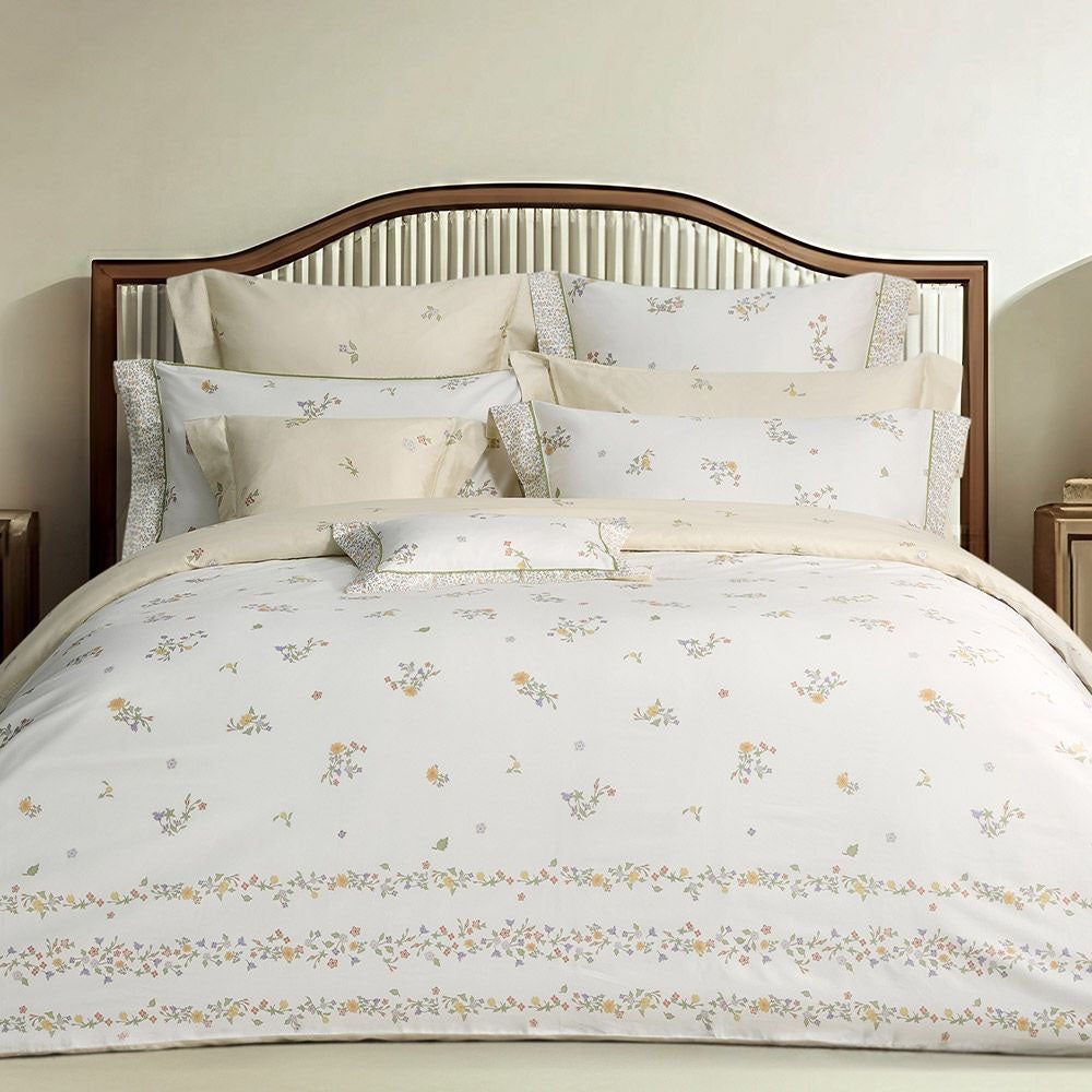 100% Cotton High Count Long-Staple Duvet Cover Sheet Set -Queen/Super King- Autumn Sweetness
