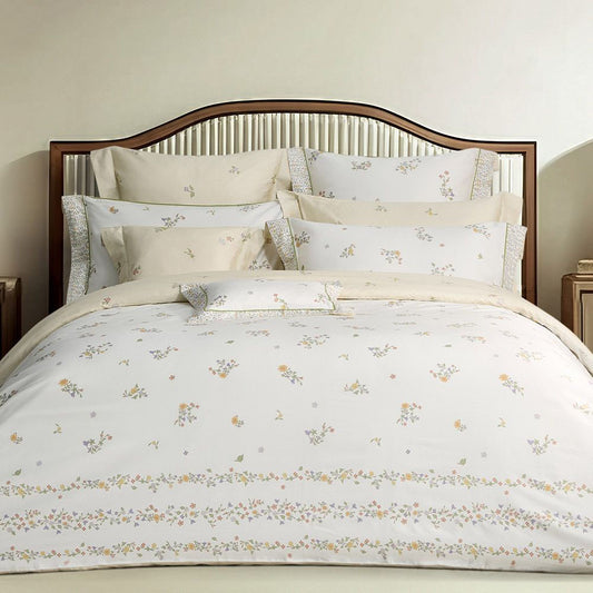 100% Cotton High Count Long-Staple Duvet Cover Sheet Set -Queen/Super King- Autumn Sweetness