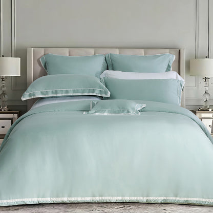 100% 80s Tencel™ Lyocell Duvet Cover + Bedding Sheet + Pillow Cases Set -  Leaf Green