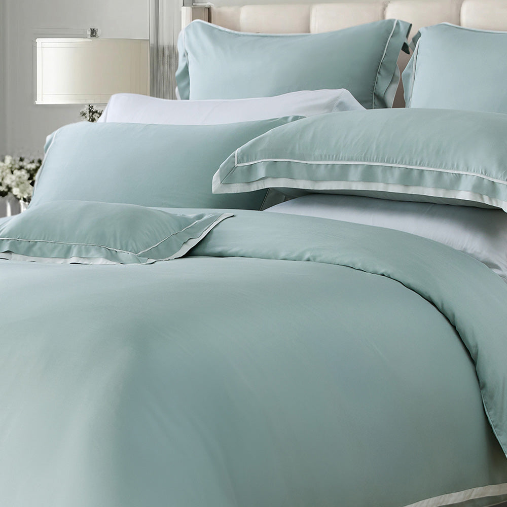 100% 80s Tencel™ Lyocell Duvet Cover + Bedding Sheet + Pillow Cases Set -  Leaf Green