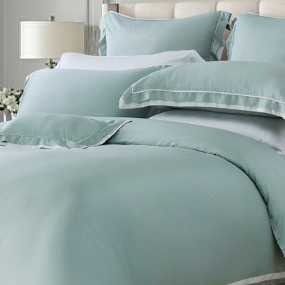 100% 80s Tencel™ Lyocell Duvet Cover + Bedding Sheet + Pillow Cases Set -  Leaf Green