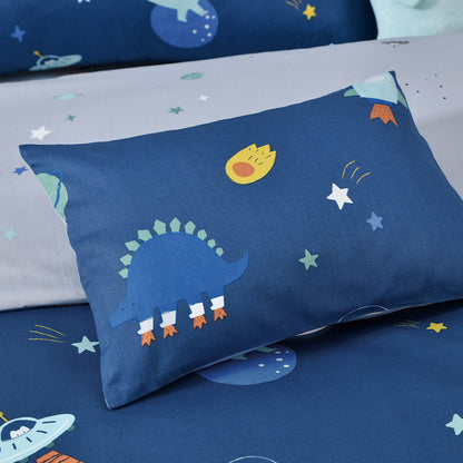 100% 40s Cotton Printed Duvet Cover + Bedding Sheet + Pillow Cases Set -  Dino Space
