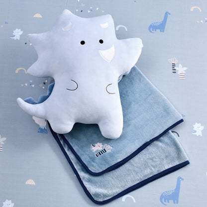 2-in-1 Foldable Flannel Pillow Blanket - Dino Knight