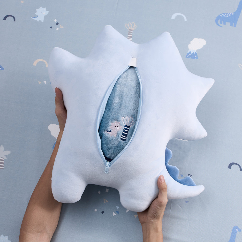 2-in-1 Foldable Flannel Pillow Blanket - Dino Knight