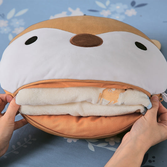 2-in-1 Foldable Flannel Pillow Blanket - Deer