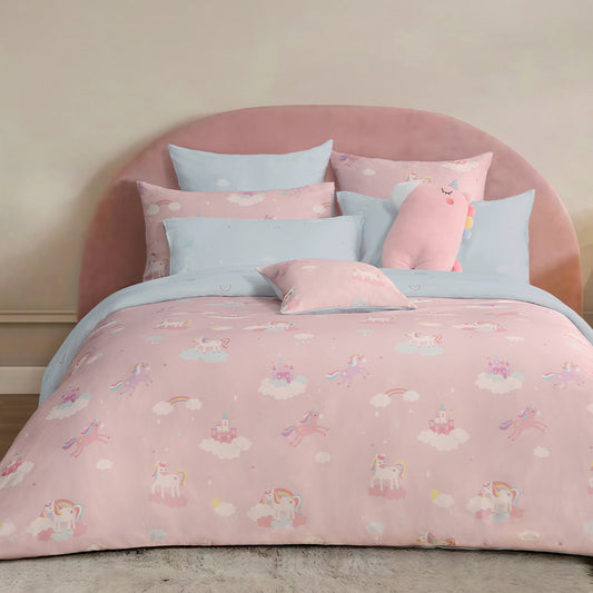 100% 60s Tencel™ Lyocell Printed Duvet Cover + Bedding Sheet + Pillow Cases Set - Rainbow Castle