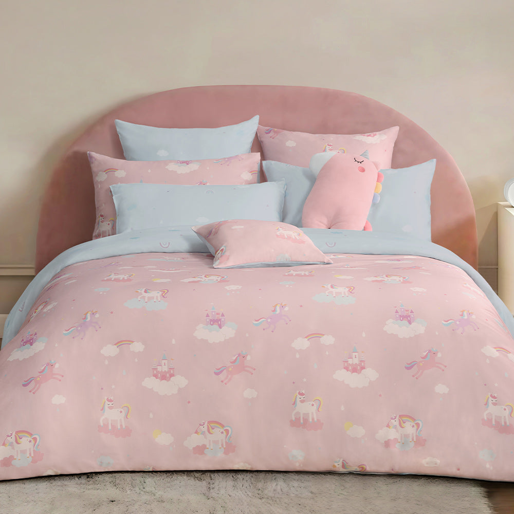 100% 60s Tencel™ Lyocell Printed Duvet Cover + Bedding Sheet + Pillow Cases Set - Rainbow Castle