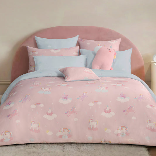100% 60s Tencel™ Lyocell Printed Duvet Cover + Bedding Sheet + Pillow Cases Set - Rainbow Castle