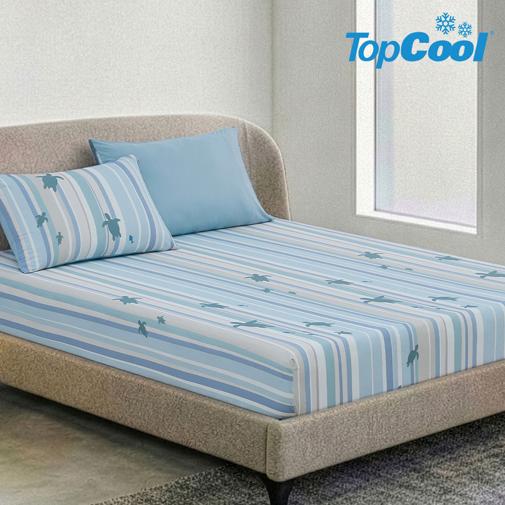 TopCool 2026 S/S Instant Cooling Bedding Sheet + Pillow Cases Set -  Ocean Turtle