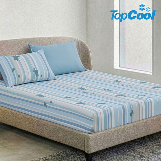TopCool 2026 S/S Instant Cooling Bedding Sheet + Pillow Cases Set -  Ocean Turtle