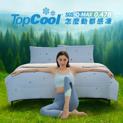 TopCool 2026 S/S Instant Cooling Bedding Sheet + Pillow Cases Set -  Whale Voyage