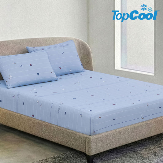 TopCool 2026 S/S Instant Cooling Bedding Sheet + Pillow Cases Set -  Whale Voyage