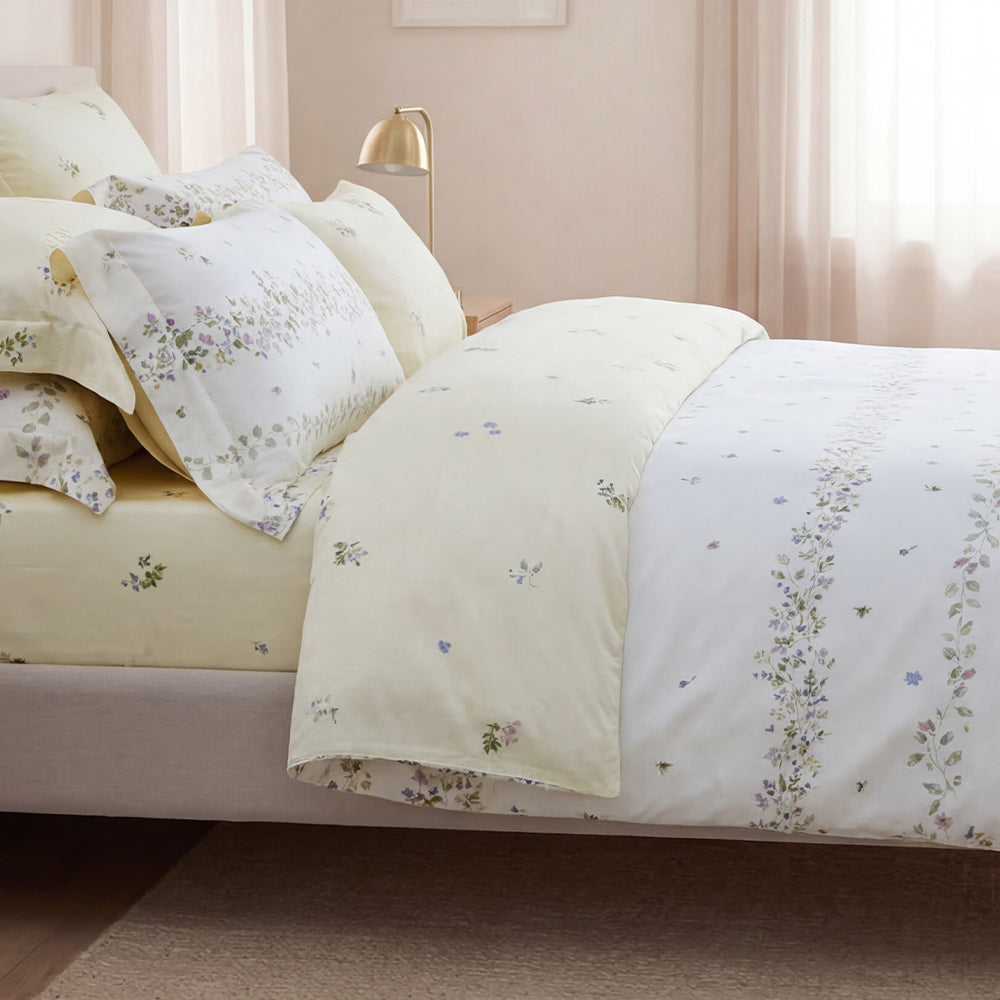 100% 80s Tencel™ Lyocell Printed Duvet Cover + Bedding Sheet + Pillow Cases Set -  Romantic Floral