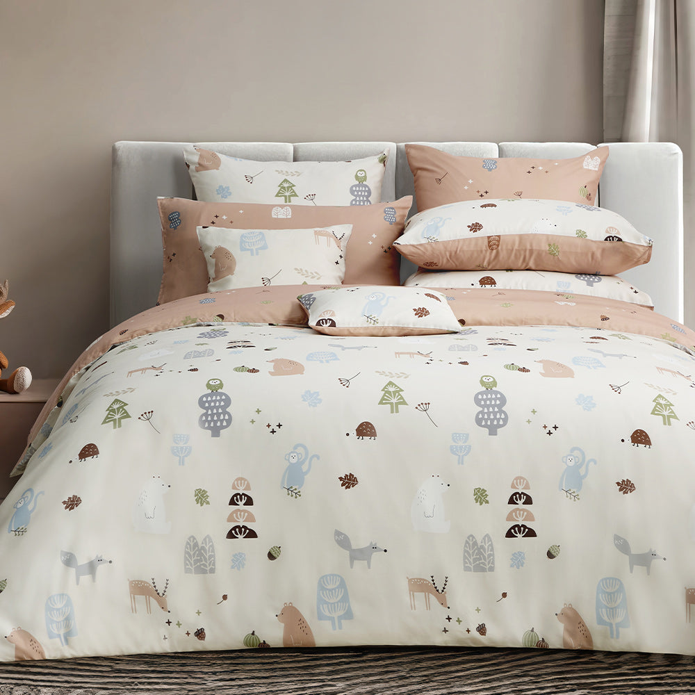 100% 60s Tencel™ Lyocell Printed Duvet Cover + Bedding Sheet + Pillow Cases Set - Autumn Companion