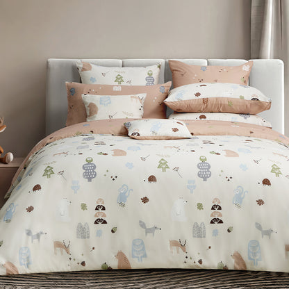 100% 60s Tencel™ Lyocell Printed Duvet Cover + Bedding Sheet + Pillow Cases Set - Autumn Companion