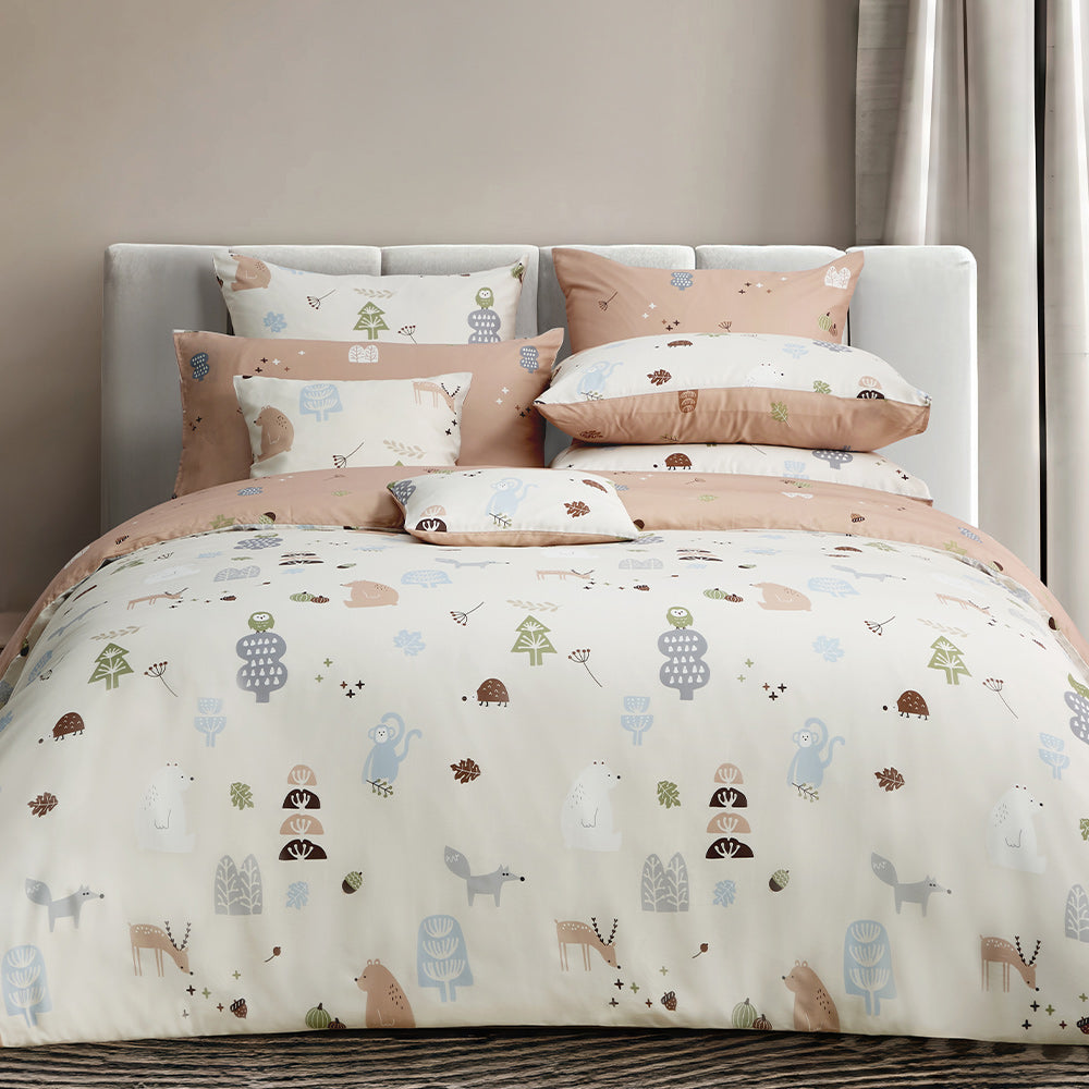 100% 60s Tencel™ Lyocell Printed Duvet Cover + Bedding Sheet + Pillow Cases Set - Autumn Companion