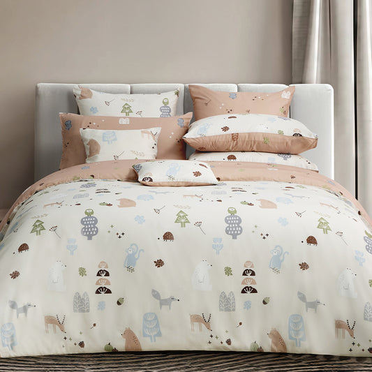 100% 60s Tencel™ Lyocell Printed Duvet Cover + Bedding Sheet + Pillow Cases Set - Autumn Companion