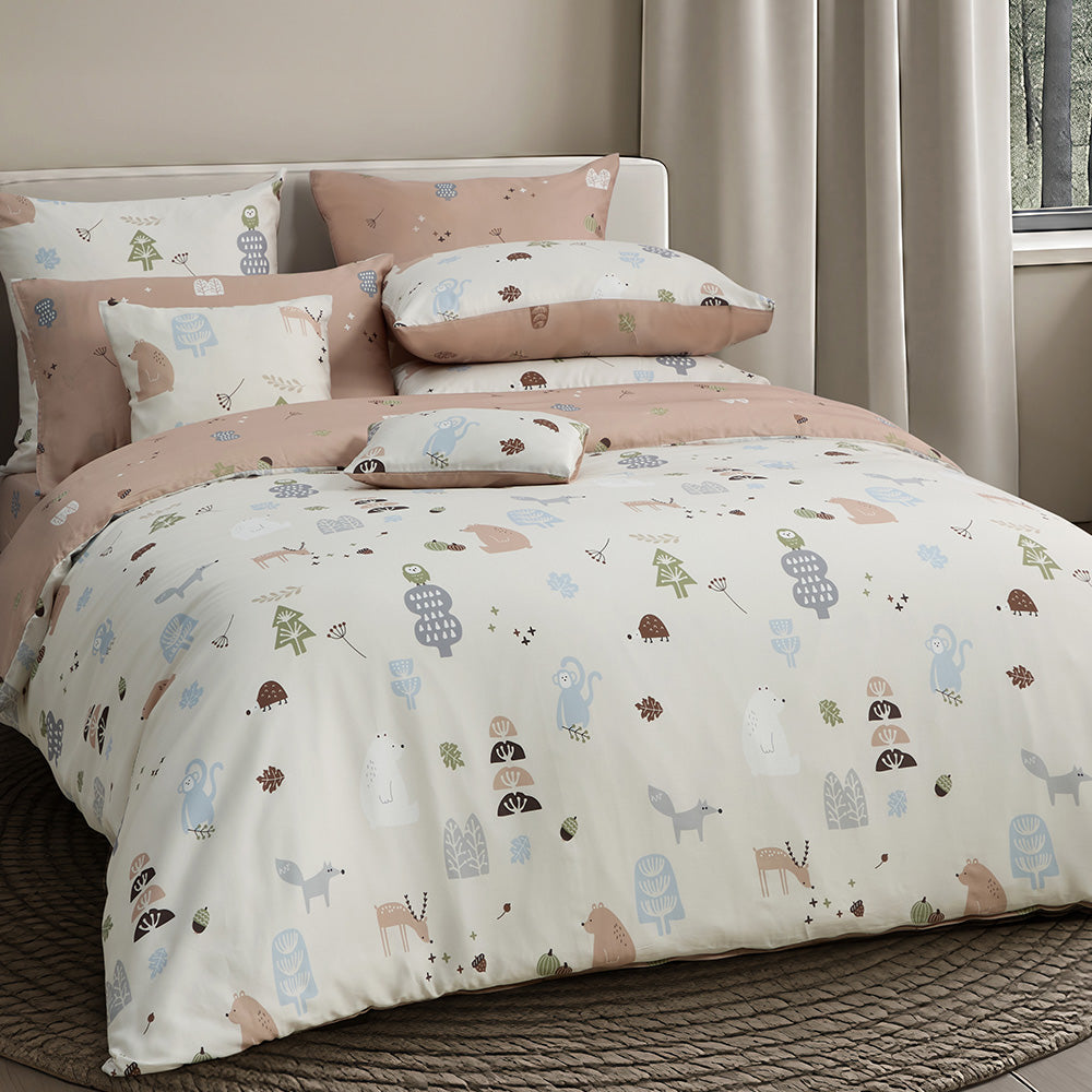 100% 60s Tencel™ Lyocell Printed Duvet Cover + Bedding Sheet + Pillow Cases Set - Autumn Companion