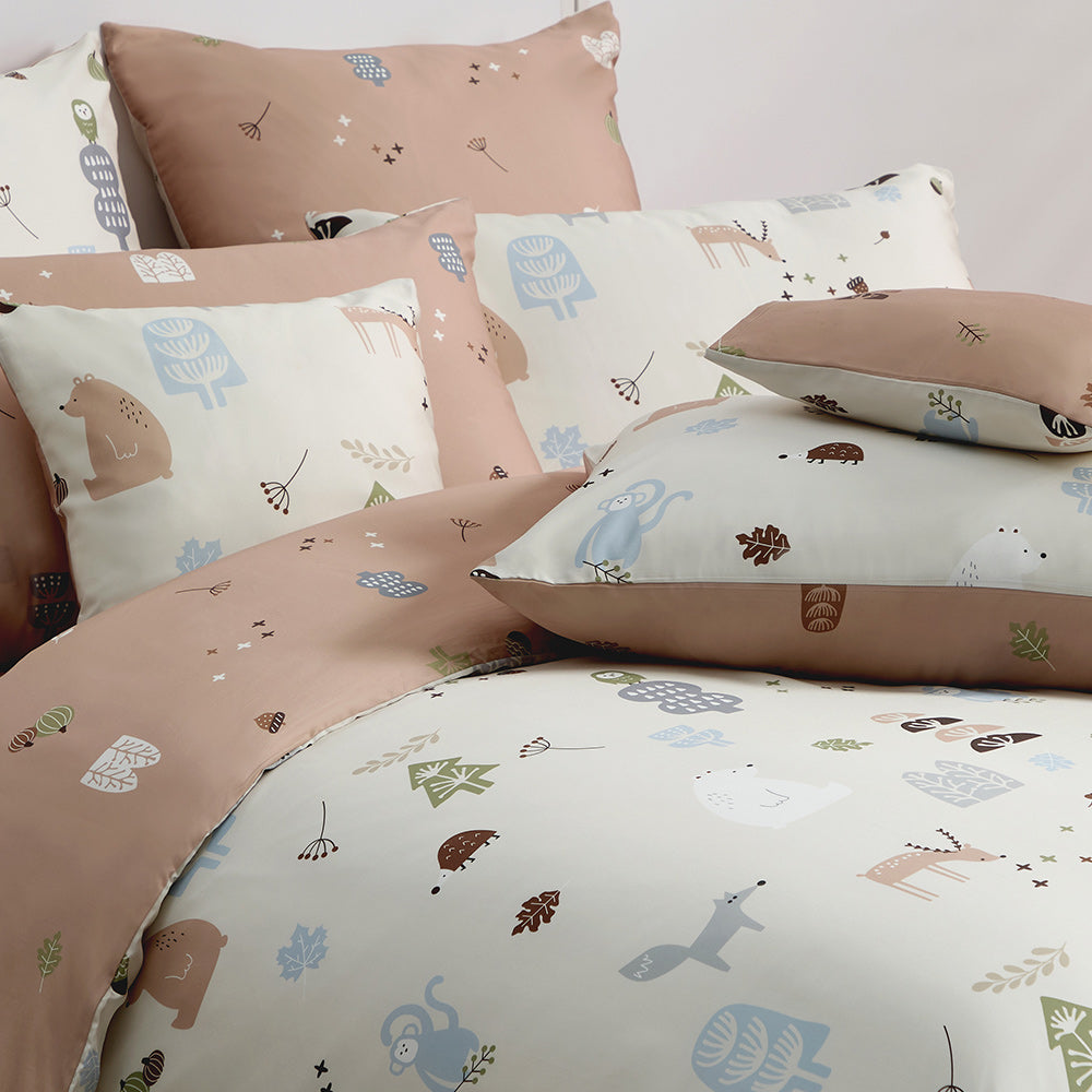 100% 60s Tencel™ Lyocell Printed Duvet Cover + Bedding Sheet + Pillow Cases Set - Autumn Companion