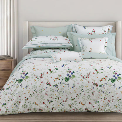 100% 60s Cotton Printed Duvet Cover + Bedding Sheet + Pillow Cases Set -  Lucy's Garden