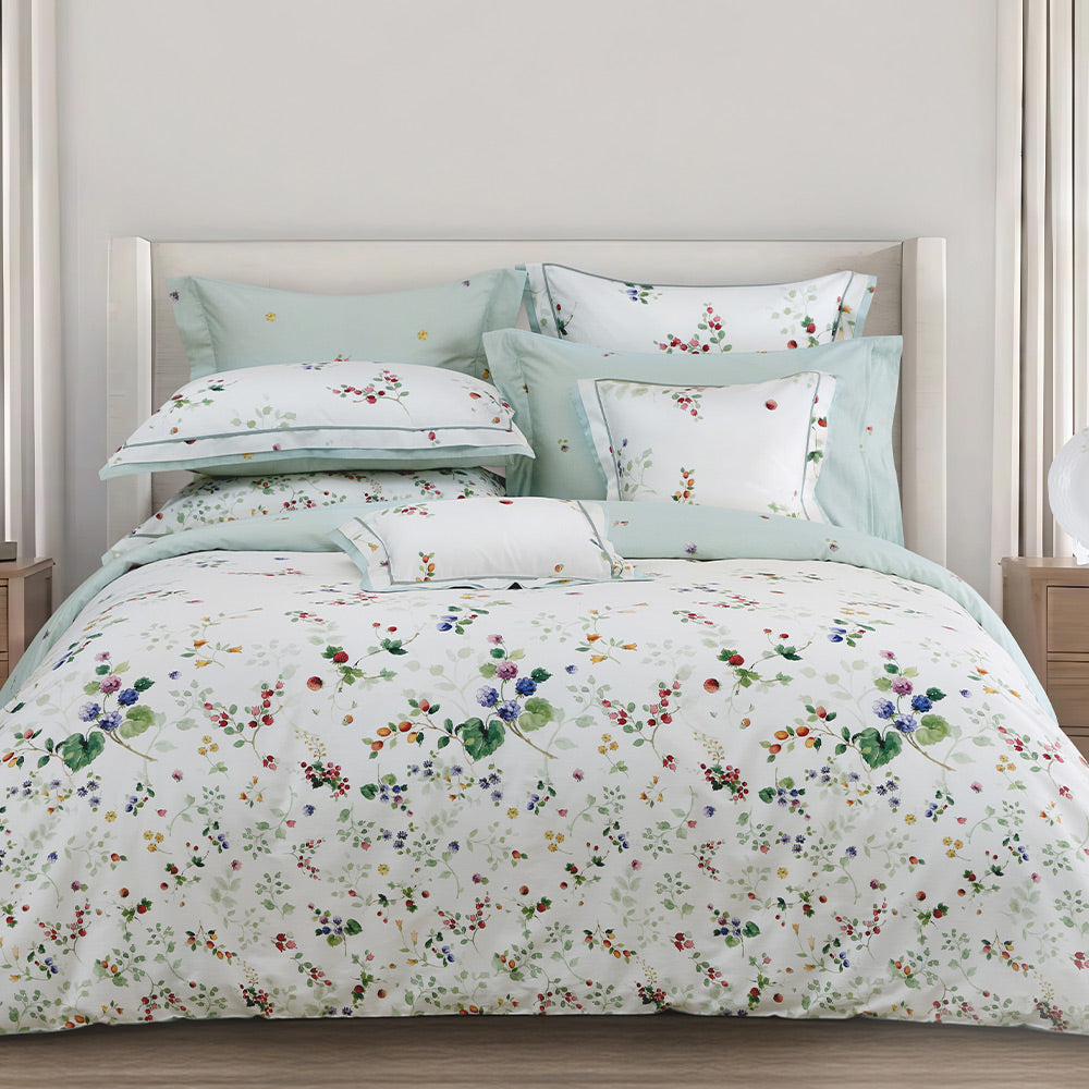 100% 60s Cotton Printed Duvet Cover + Bedding Sheet + Pillow Cases Set -  Lucy's Garden