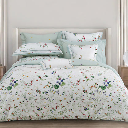 100% 60s Cotton Printed Duvet Cover + Bedding Sheet + Pillow Cases Set -  Lucy's Garden