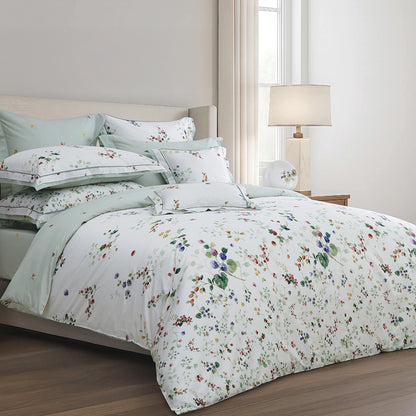 100% 60s Cotton Printed Duvet Cover + Bedding Sheet + Pillow Cases Set -  Lucy's Garden
