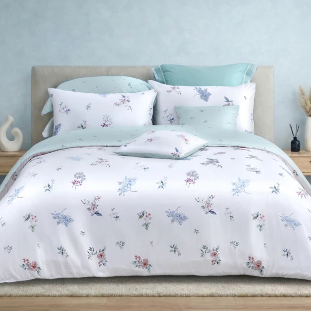 100% 60s Tencel™ Lyocell Printed Duvet Cover + Bedding Sheet + Pillow Cases Set - 4 Colors Available