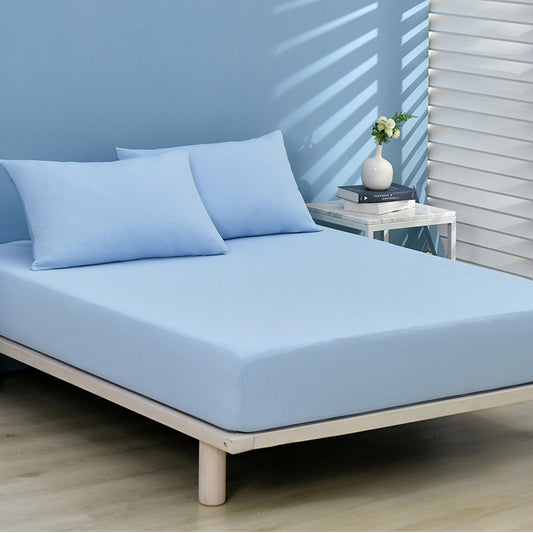TopCool Solid Color Bedding Sheet + Pillow Cases Set - River Blue
