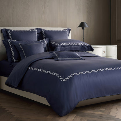 Charisma 500TC 100% Egyptian Cotton Embroidered Duvet Cover Sheet Set-King/Super King-Blue Moon Fjord