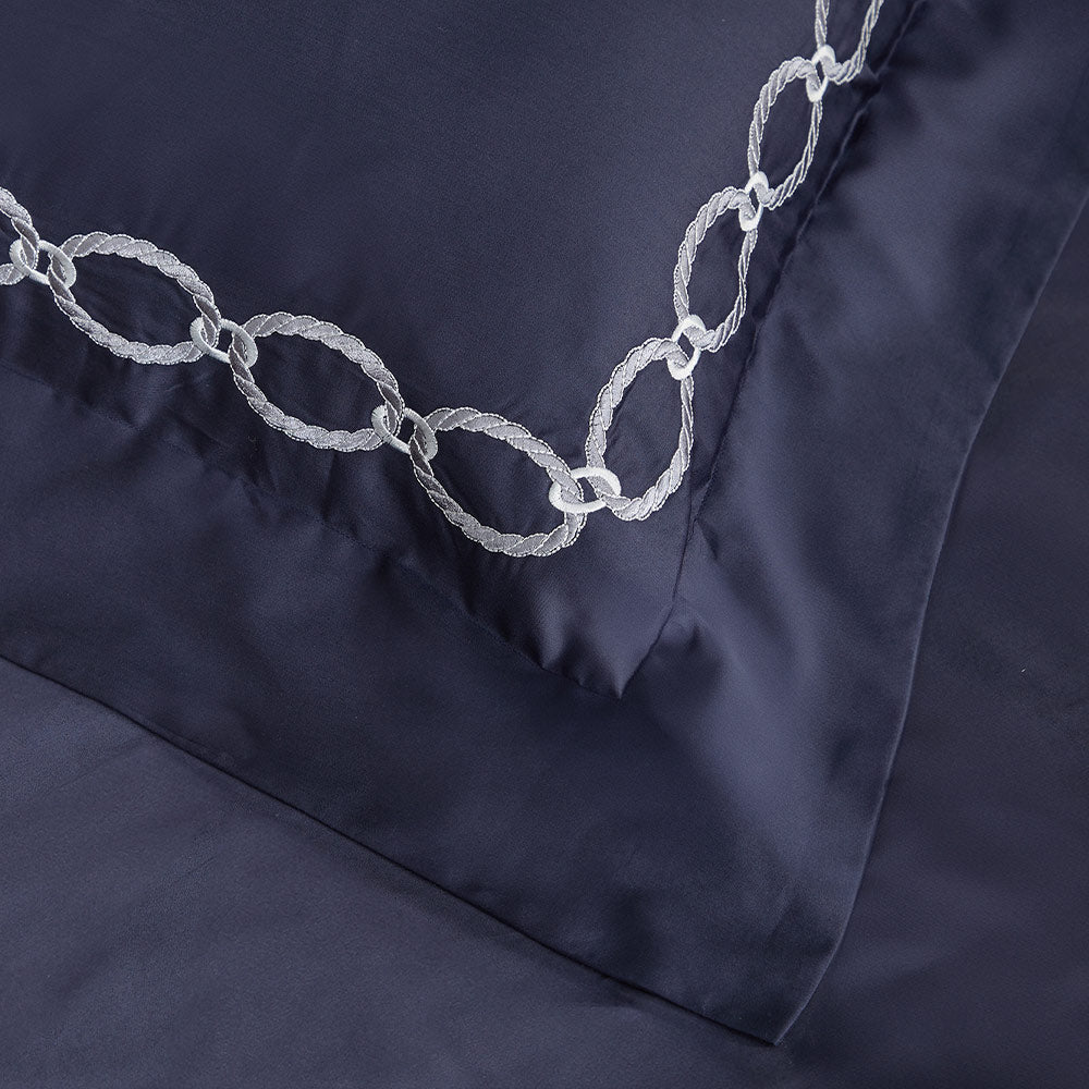 Charisma 500TC 100% Egyptian Cotton Embroidered Duvet Cover Sheet Set-King/Super King-Blue Moon Fjord
