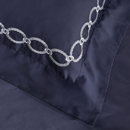 Charisma 500TC 100% Egyptian Cotton Embroidered Duvet Cover Sheet Set-King/Super King-Blue Moon Fjord