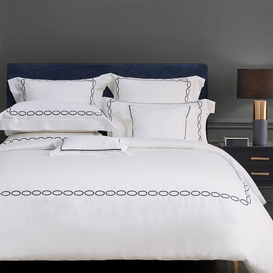 Charisma 500TC 100% Egyptian Cotton Embroidered Duvet Cover Sheet Set-King/Super King-Gentle Breeze
