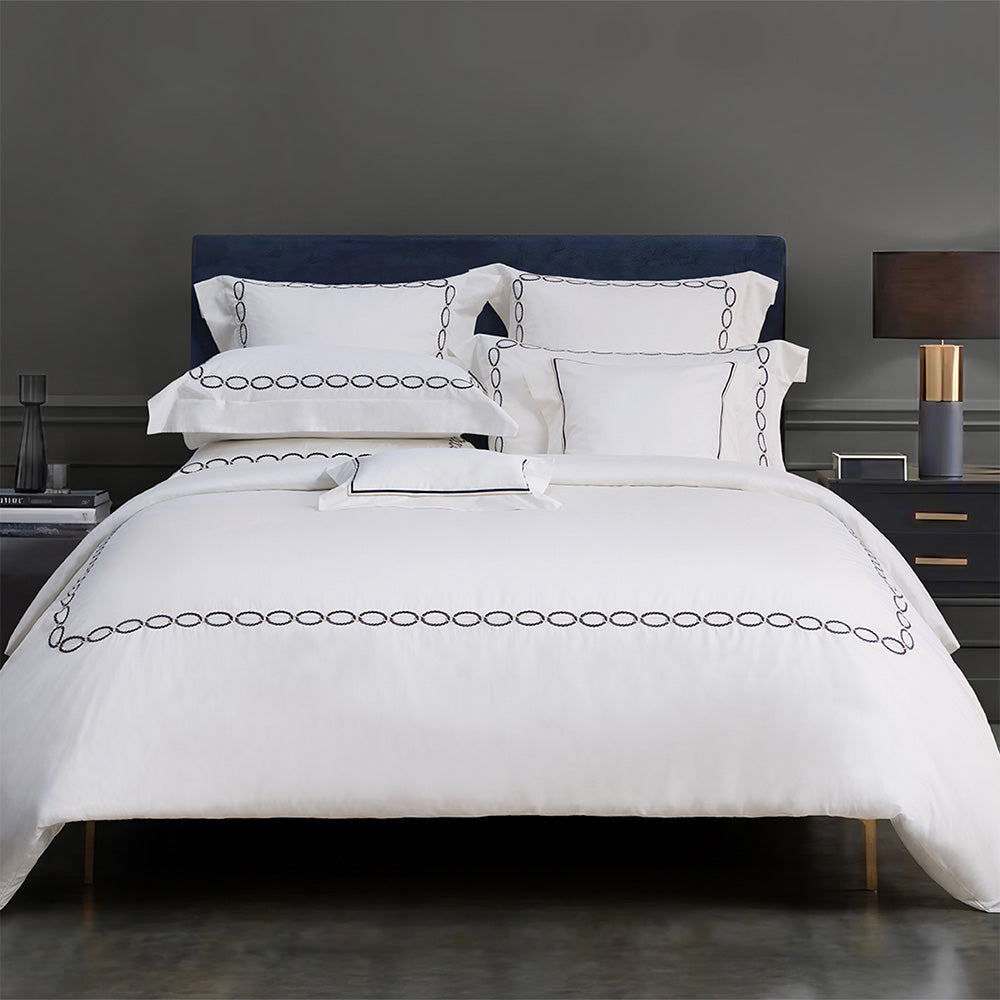 Charisma 500TC 100% Egyptian Cotton Embroidered Duvet Cover Sheet Set-King/Super King-Gentle Breeze