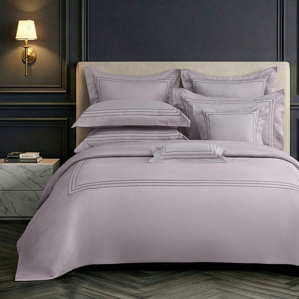 Charisma 500TC 100% Egyptian Cotton Embroidered Duvet Cover Sheet Set-King/Super King-Serene Evening Glow