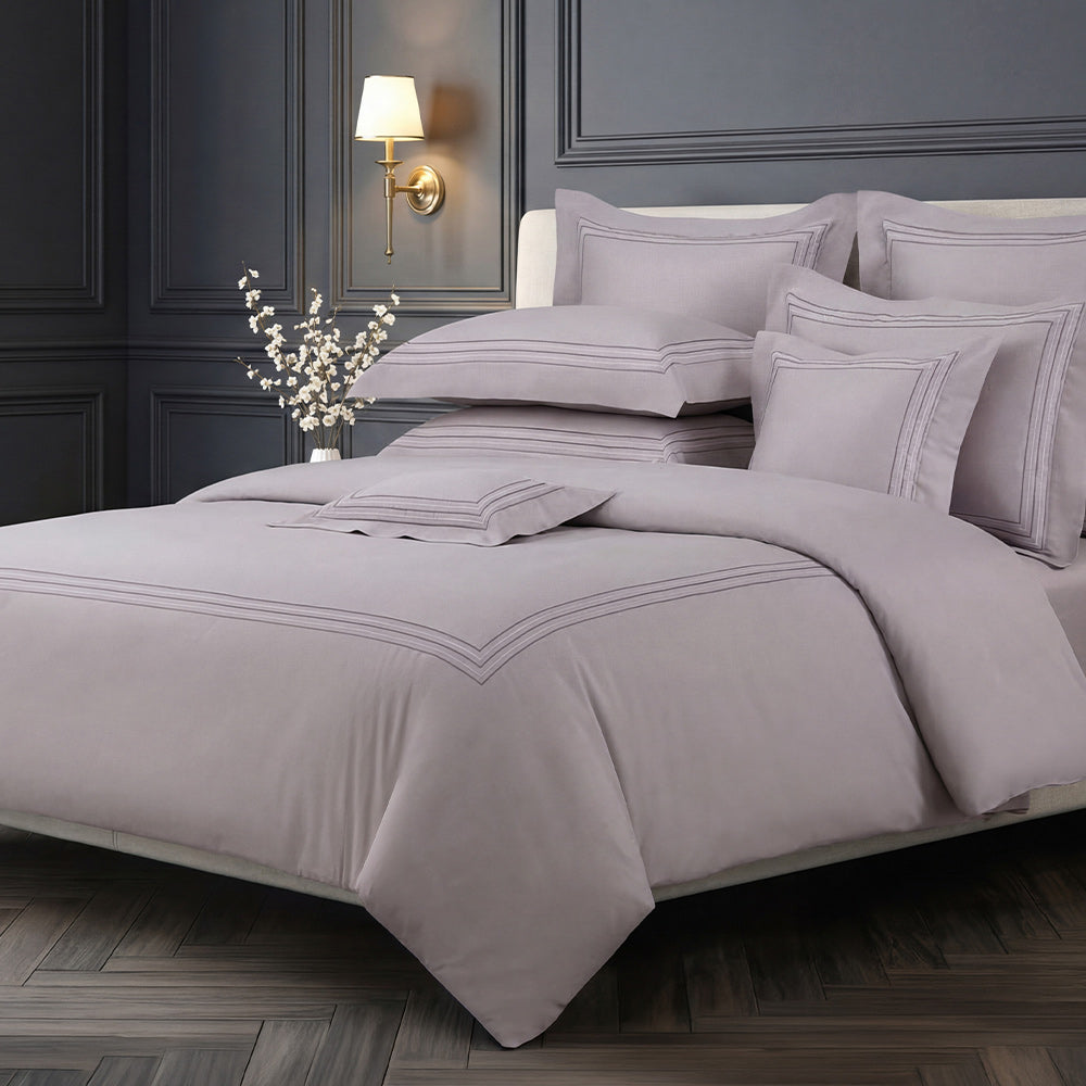 Charisma 500TC 100% Egyptian Cotton Embroidered Duvet Cover Sheet Set-King/Super King-Serene Evening Glow