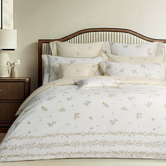 100% Cotton High Count Long-Staple Duvet Cover Sheet Set -Queen/Super King- Autumn Sweetness